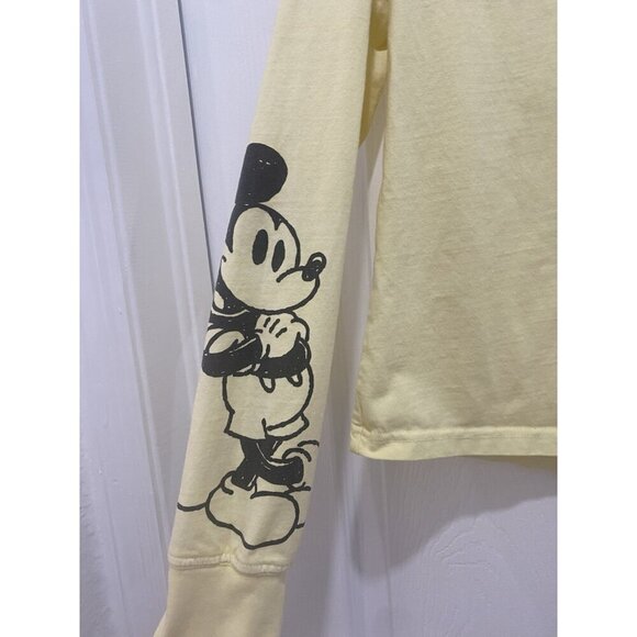 Yellow Disney Adults Unisex Sz XS Mickey Mouse Long Sleeve Crew Neck Embroidered - Picture 4 of 9